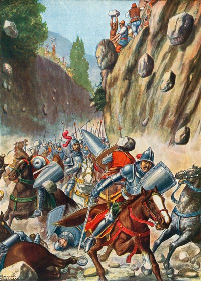 The troops of Count Lando being attacked by peasants by Tancredi Scarpelli